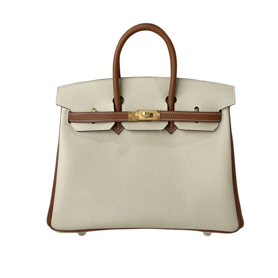Hermes Birkin 25 Togo Brushed Leather Gold Hardware Beige Brown 30Cm