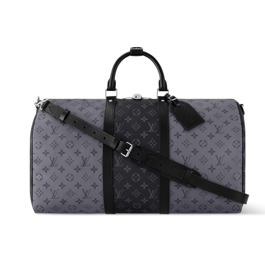 Louis Vuitton Keepall Bandoulière 50 Monogram Eclipse Canvas Black And Grey 45cm M45392