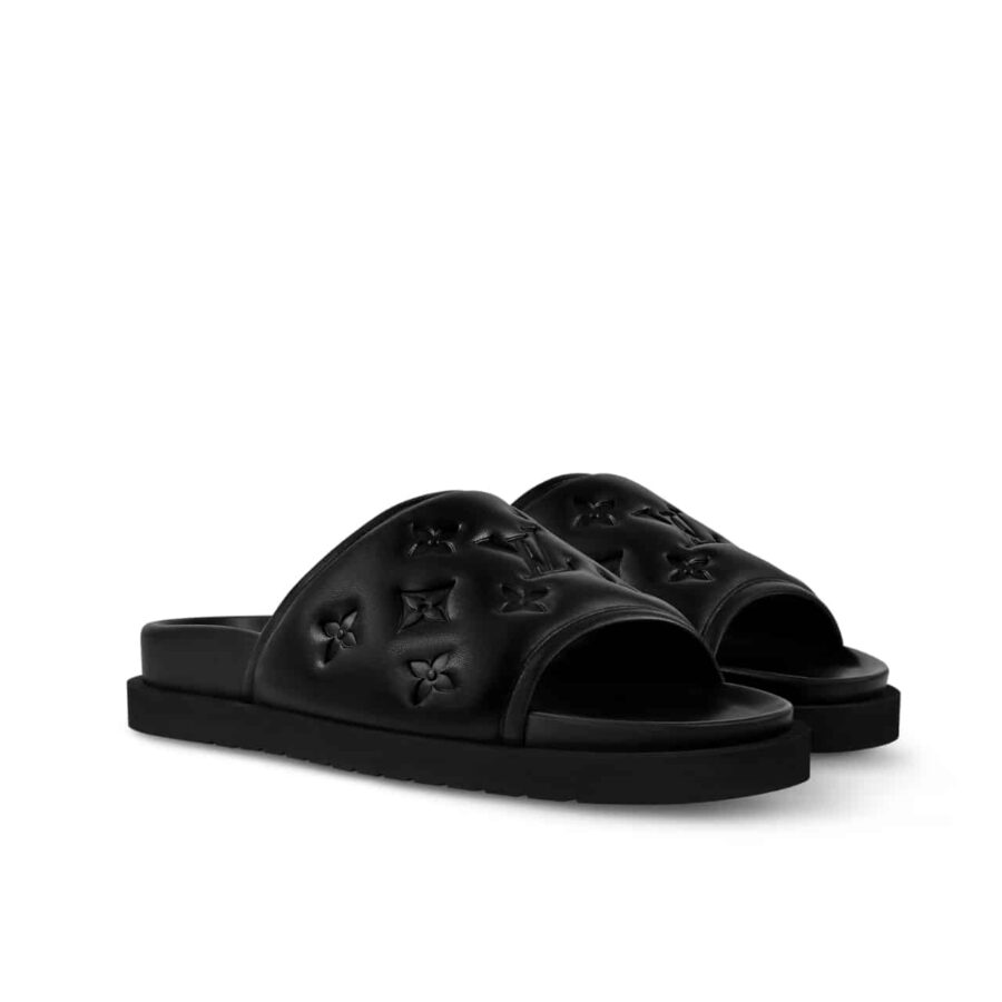 Louis Vuitton Miami Mule Monogram Embossed Synthetic Black 1adgfe