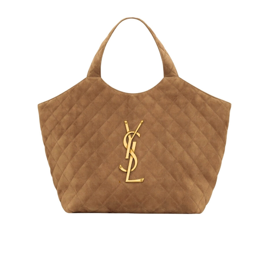 Saint Laurent Large Tote Bag In Suede Brown 36cm