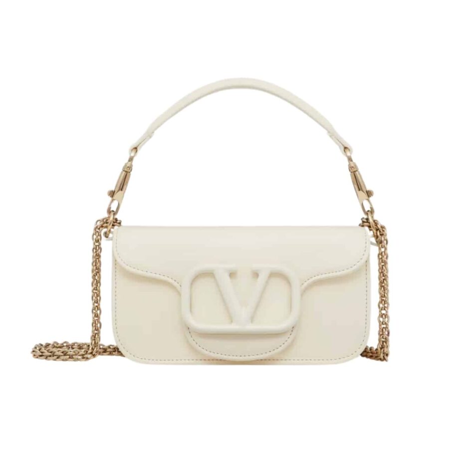 Valentino Garavani Locò Shoulder Bag In Ivory 27cm