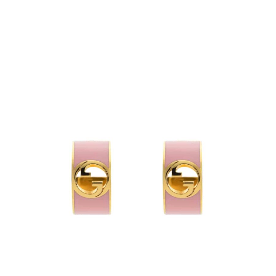 Gucci Blondie Enamel Hoop Earrings Pink 796764 J1630 8075
