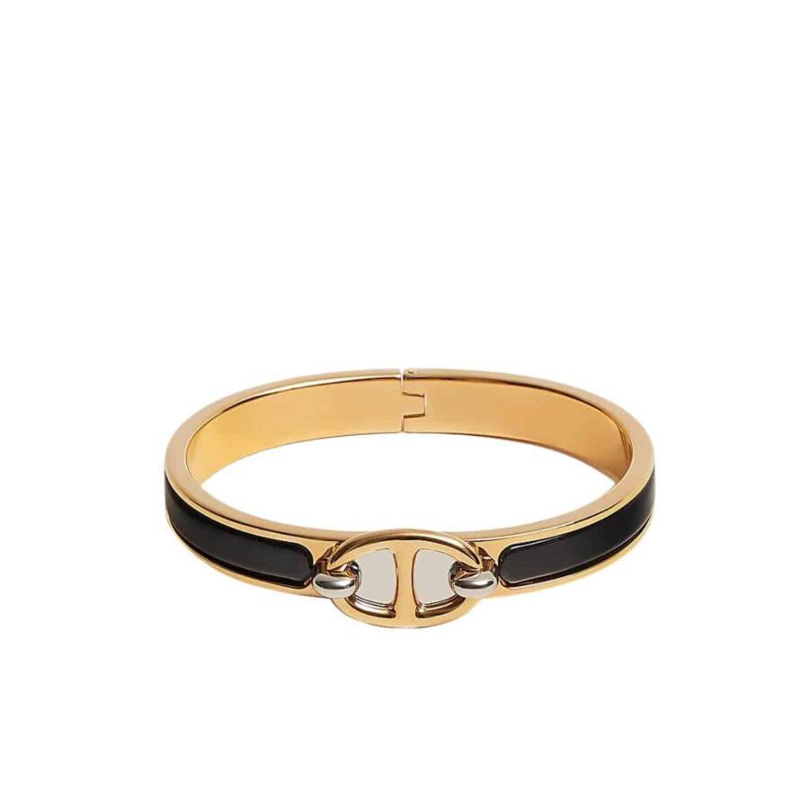Hermes Mini Clic Chaine D'ancre Bracelet Gold Tone With Black H209000fv01pm