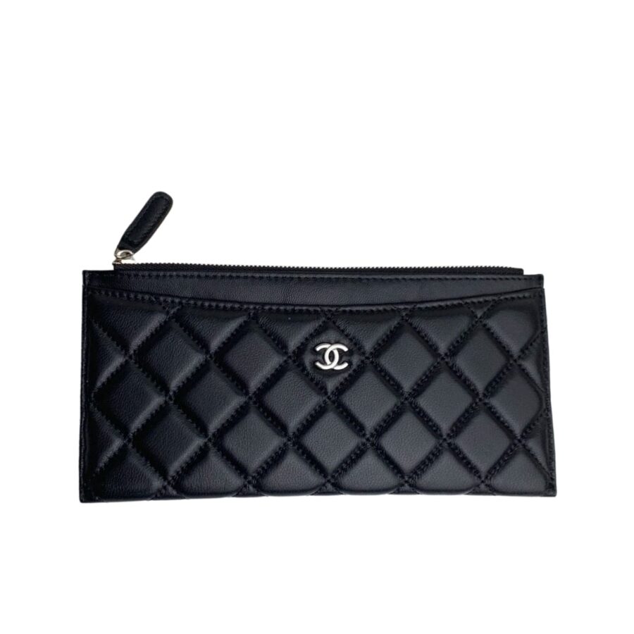Chanel Classic Zip Pouch Wallet Black 22cm