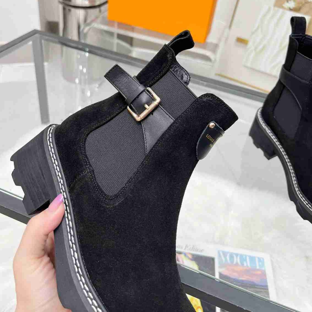 Louis Vuitton LV Beaubourg Ankle Boot Suede In Black 1ACKCJ - Image 7