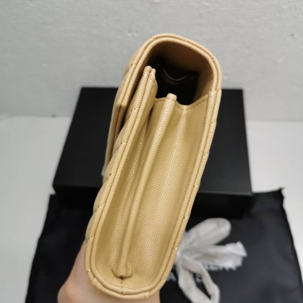 Saint Laurent Classic Cassandre Chain Wallet In Grain De Poudre Leather Beige 22Cm 377828BOW012721 - Image 6