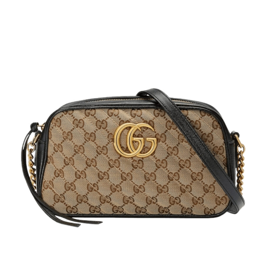 Gucci Gg Marmont Small Shoulder Bag Beige Ebony 24Cm 447632 Hvkeg 9772