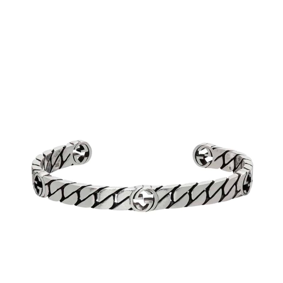 Gucci Silver Interlocking G Cuff Bracelet
