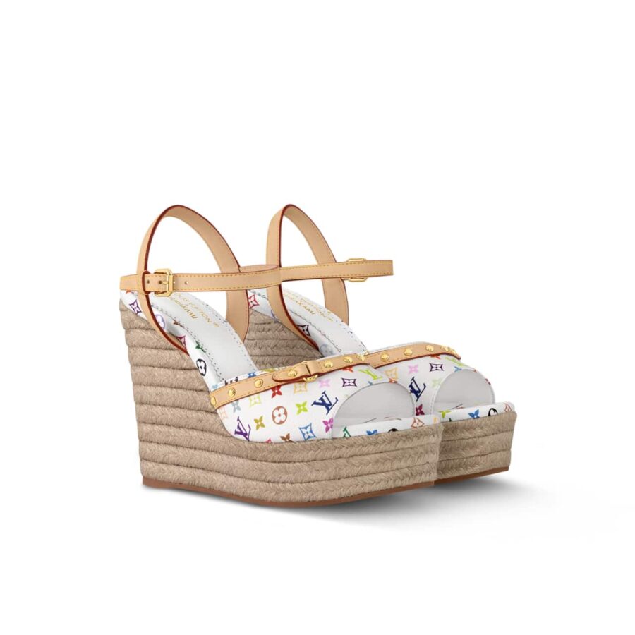Louis Vuitton X Takashi Murakami Helios Wedge Sandal White 1agyx0