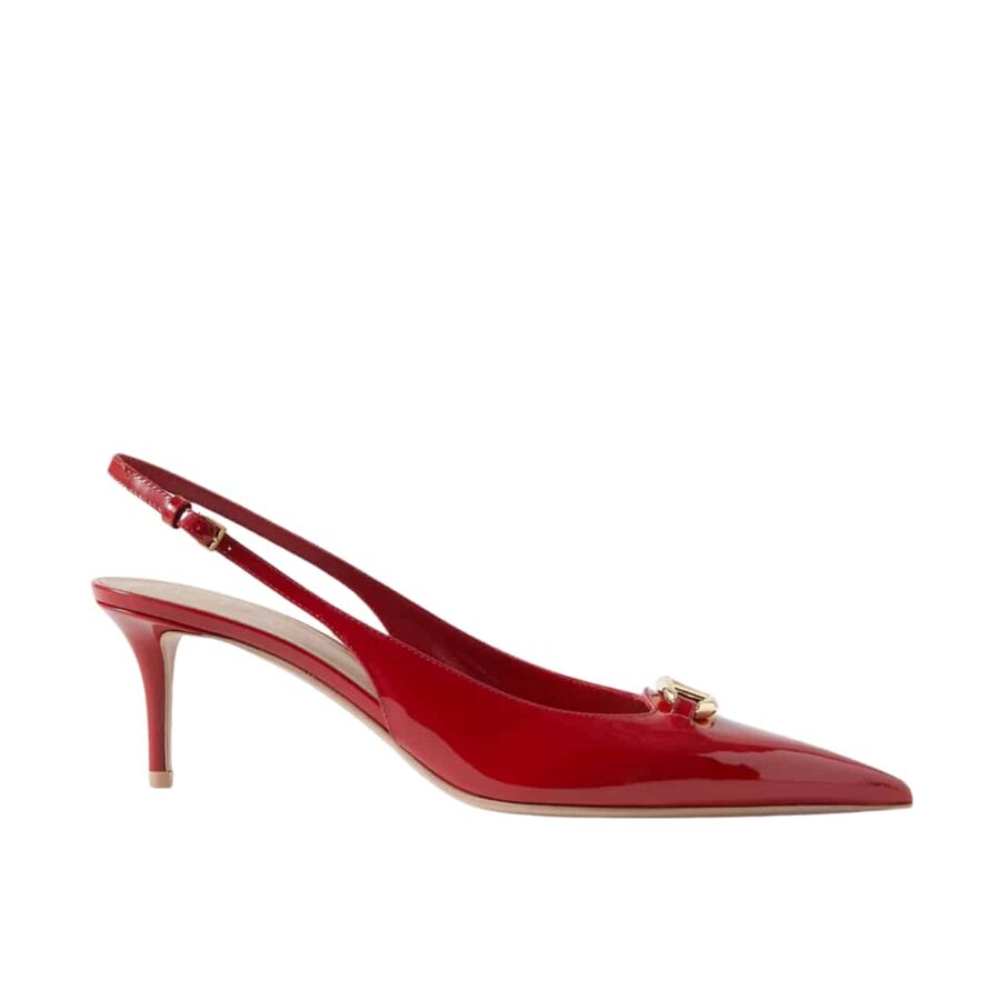 Valentino Vlogo The Bold Edition Slingback Pumps In Patent Leather 60Mm In Rouge Pur