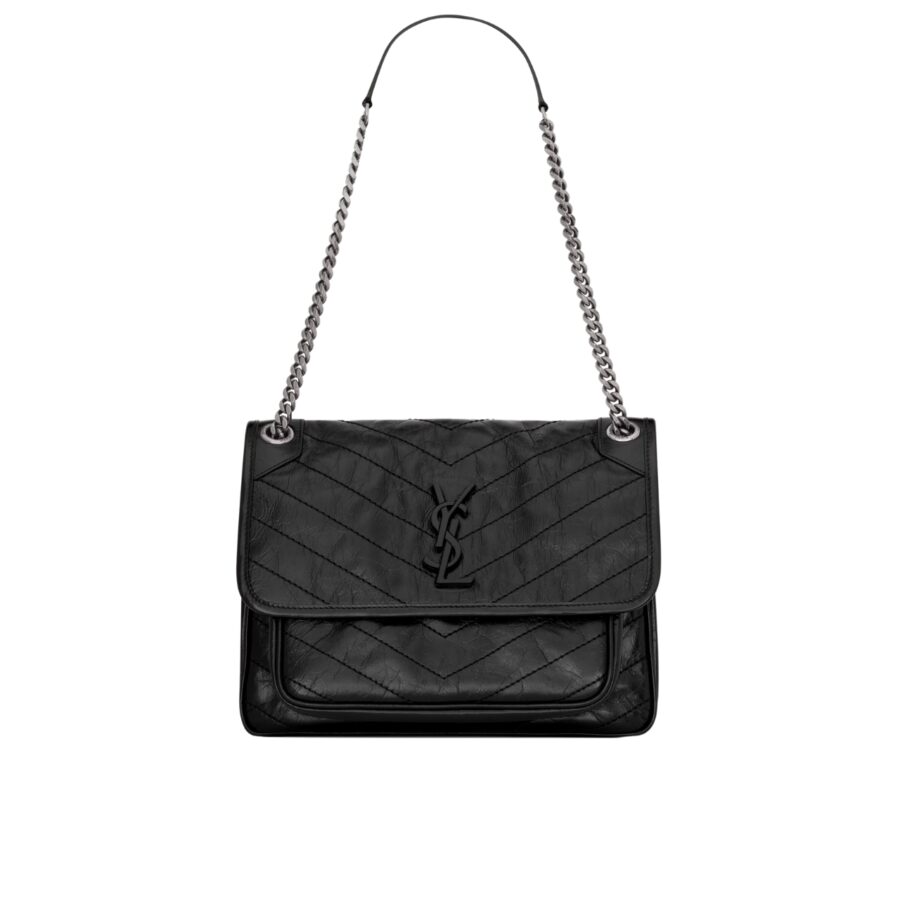 Saint Laurent Niki Medium In Vintage Leather Black 28Cm 6331580En041000