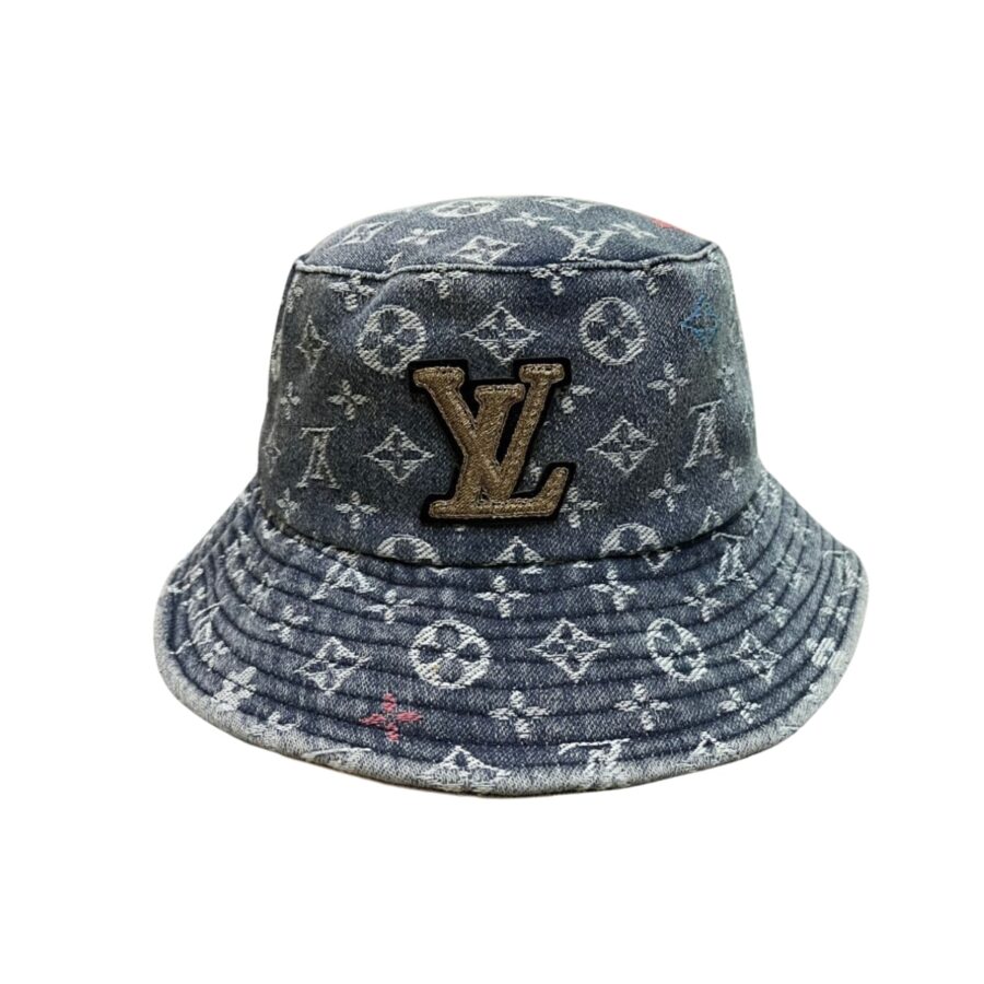 Louis Vuitton Monogram Bucket Lv Logo Denim Blue