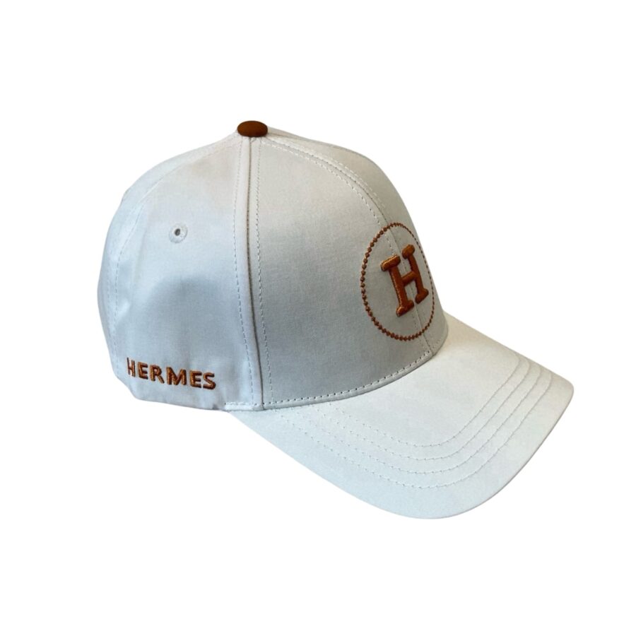 Hermes Baseball Cap White H Logo