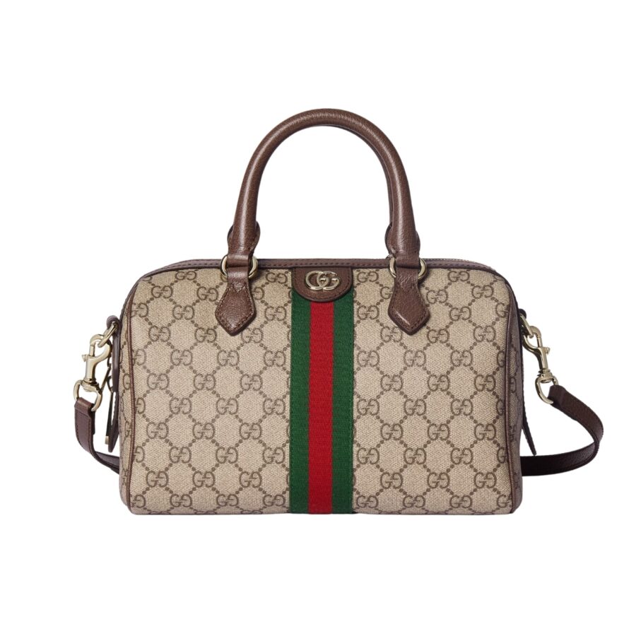 Gucci Ophidia Small Boston Bag GG Monogram Beige And Dark Brown 22Cm 772053 96IWG 8745
