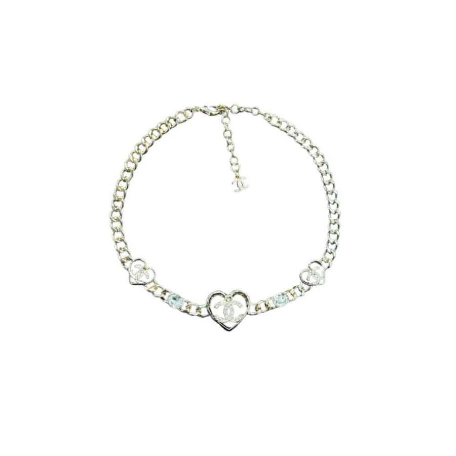 Chanel Heart Cc Necklace
