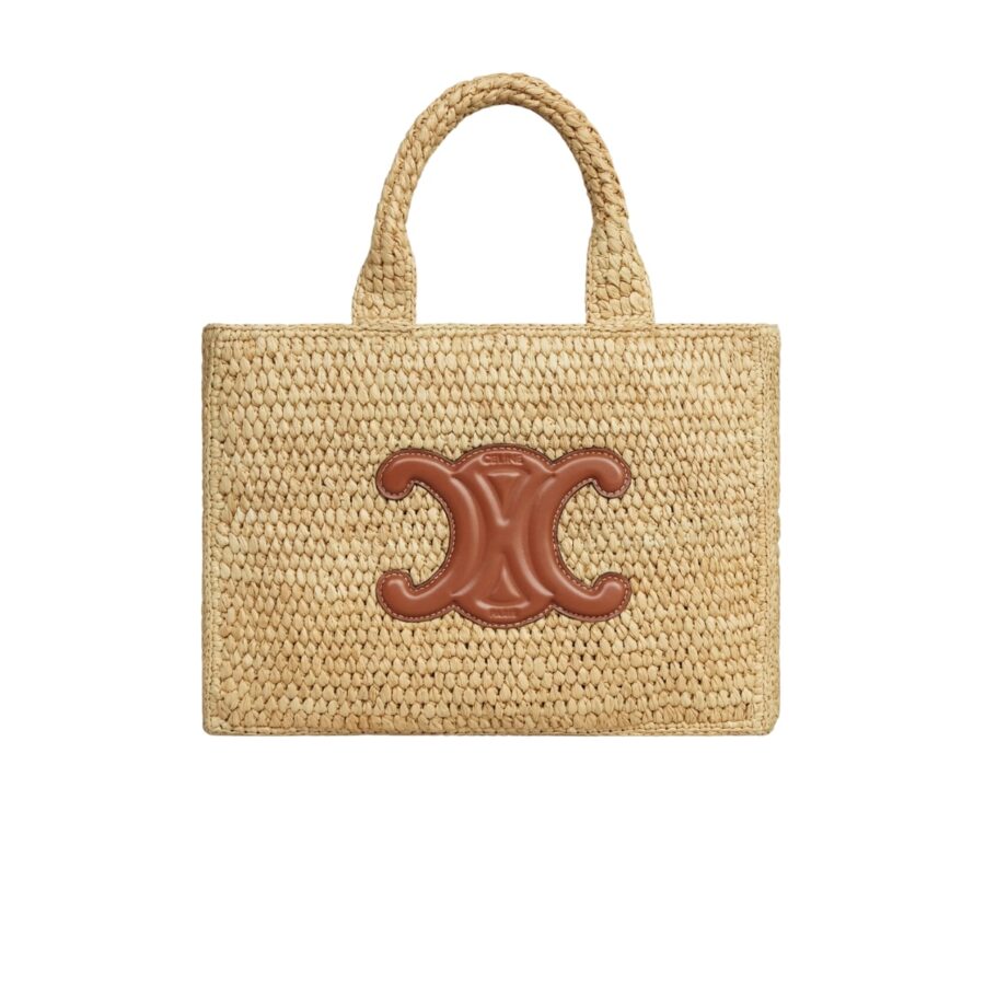 Celine Small Cabas Thais In Raffia And Leather Tan 27Cm 116302Ff7 04Lu