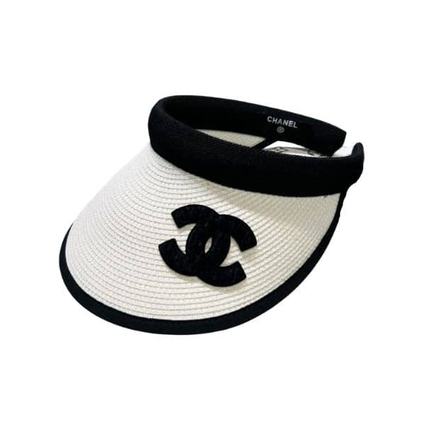 Chanel Straw Cc Visor Hat White
