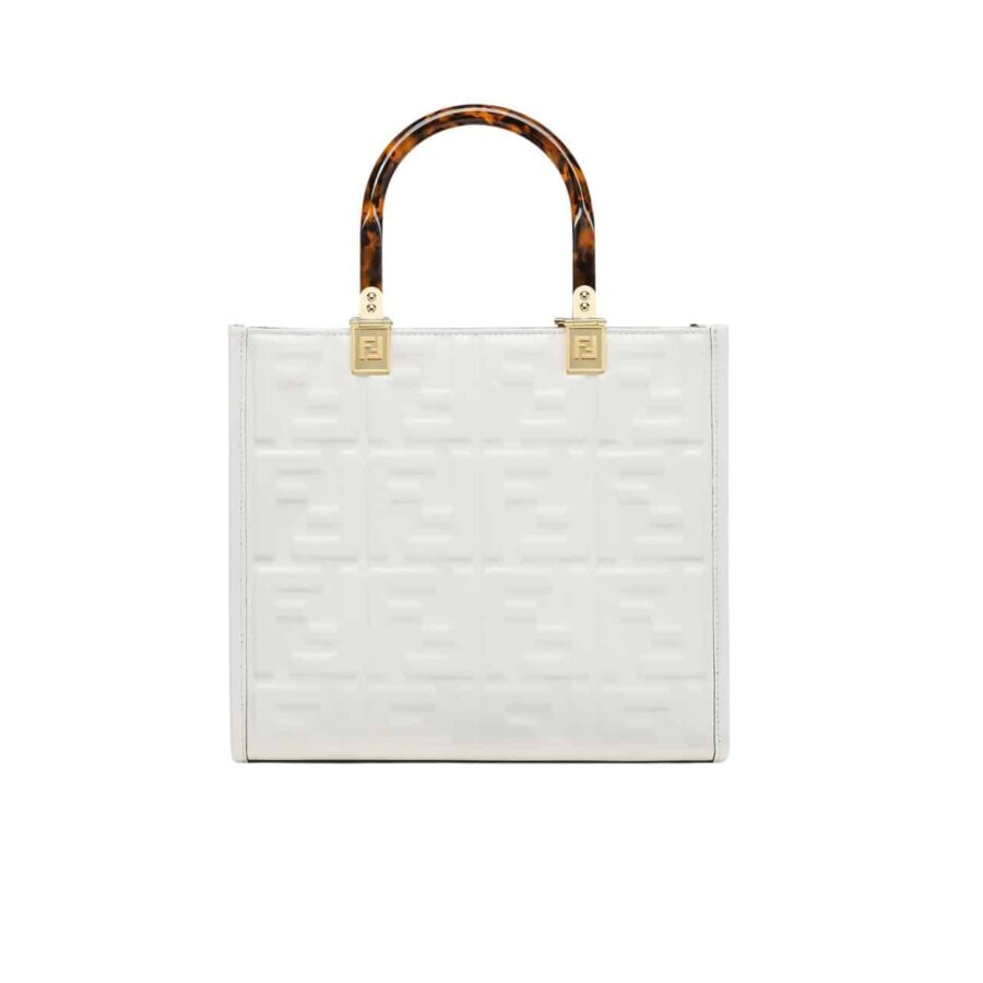 Fendi Sunshine Small White Leather Shopper 25Cm 8Bh394Amcvf0Qvl