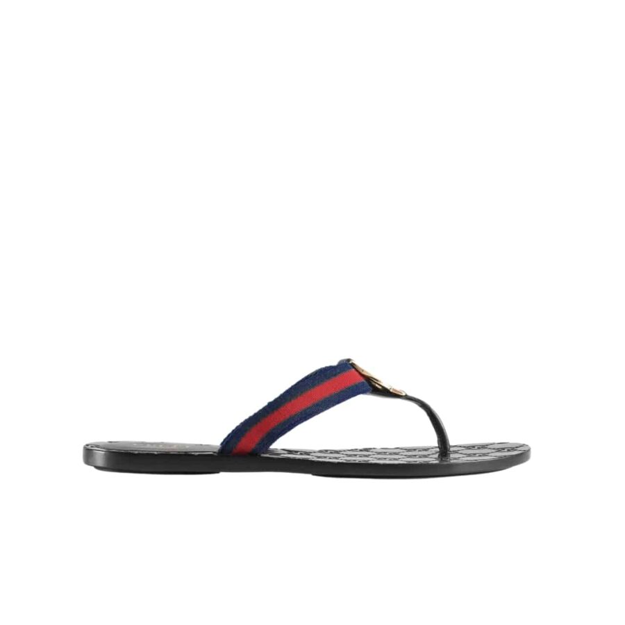 Gucci Double G Thong Leather Navy Blue 0B7N0 7100