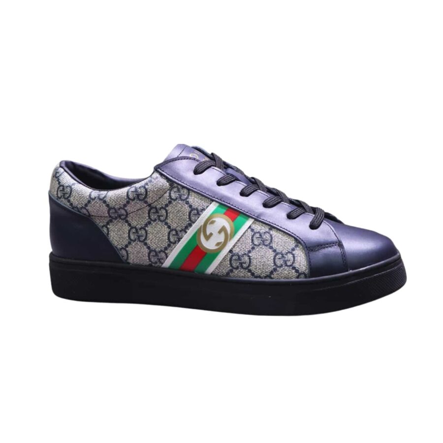 Gucci Gg Supreme Navy Blue Sneaker Gg With Web