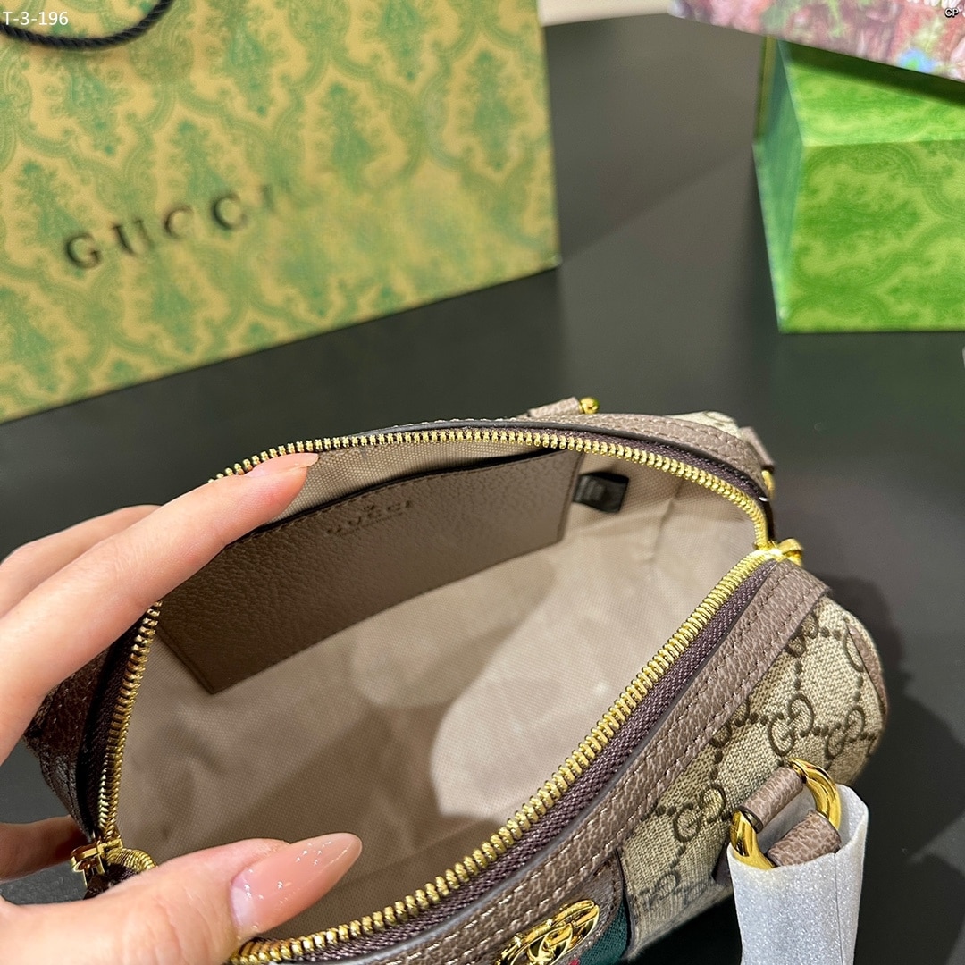 Gucci Ophidia Small Boston Bag GG Monogram Beige And Dark Brown 22Cm 772053 96IWG 8745 - Image 5