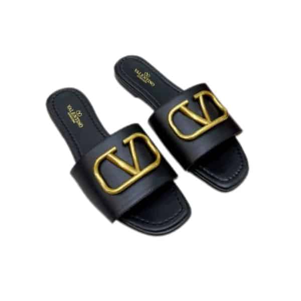 Valentino Garavani Vlogo Signature Slide Sandal Black