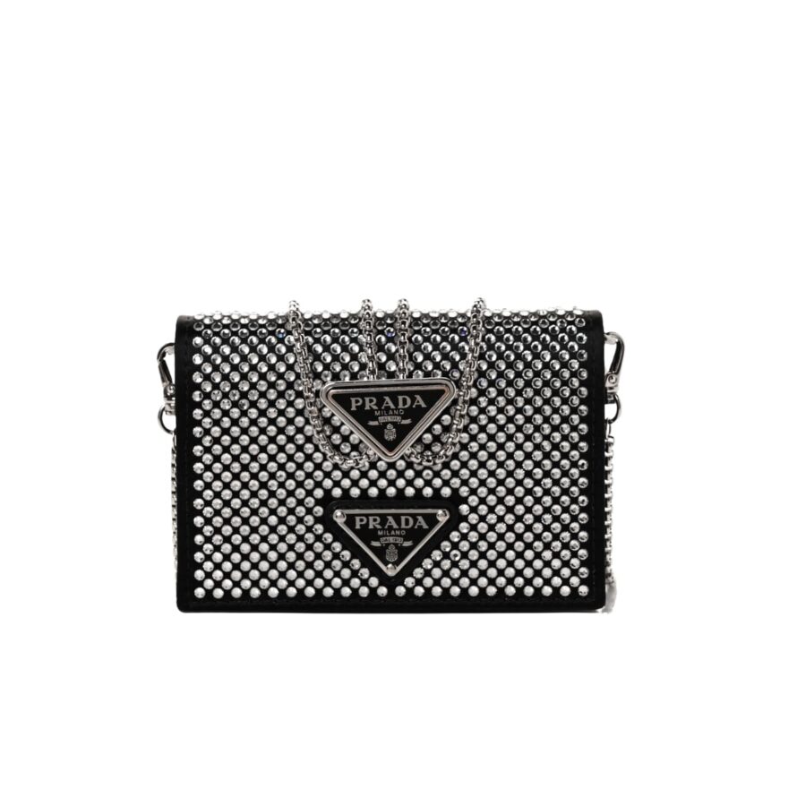 Prada Cardholder With Shoulder Strap And Crystals 13Cm 1Mr024 2Awl F0T7O