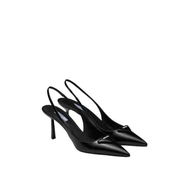 Prada Brushed Leather Slingback Pumps Black 1I901M055F0002F075