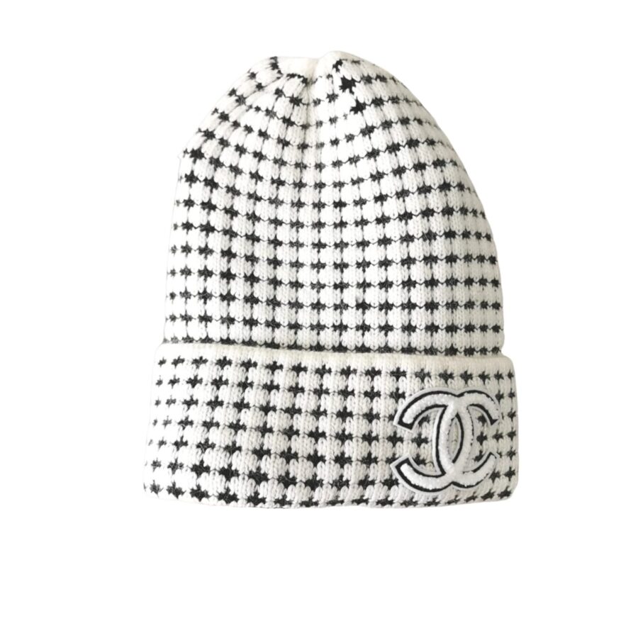 Chanel Cc Wool Beanie White