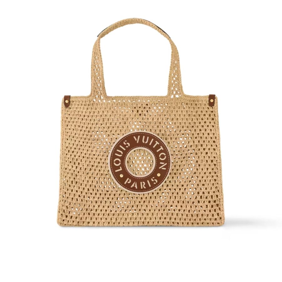 Louis Vuitton Onthego Mm Natural Raffia Tan 30cm M24723