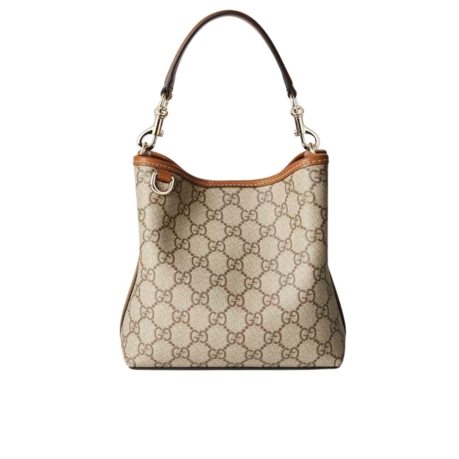 Gucci Gg Emblem Mini Bucket Bag Beige And Dark Brown 21Cm ‎815118 Fad6L 9758