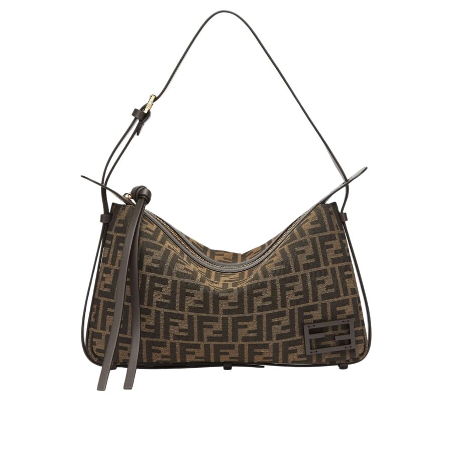 Fendi Simply Fendi Medium Brown Ff Jacquard Fabric Bag 25Cm 8Br829Afpmf1Gl7