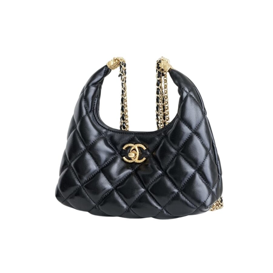 Chanel 24A Limited Edition Tassel Chain Hobo Bag In Black 20Cm