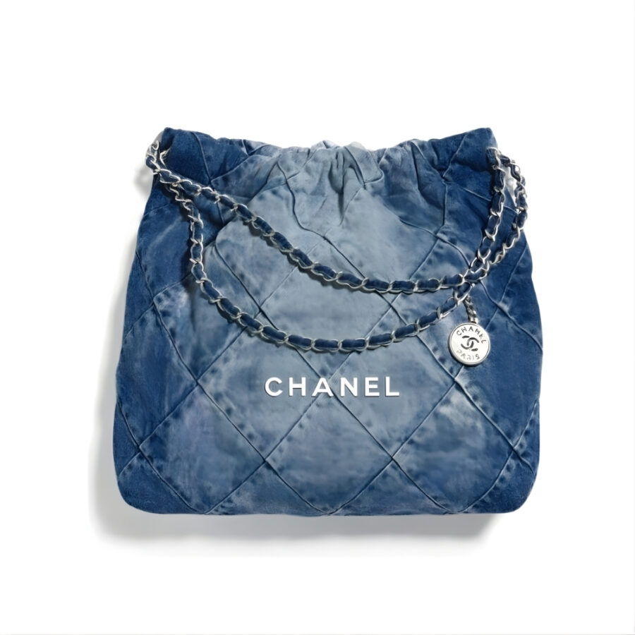Chanel 22 Handbag Washed Denim Blue 41Cm AS3261 B10439 NM981