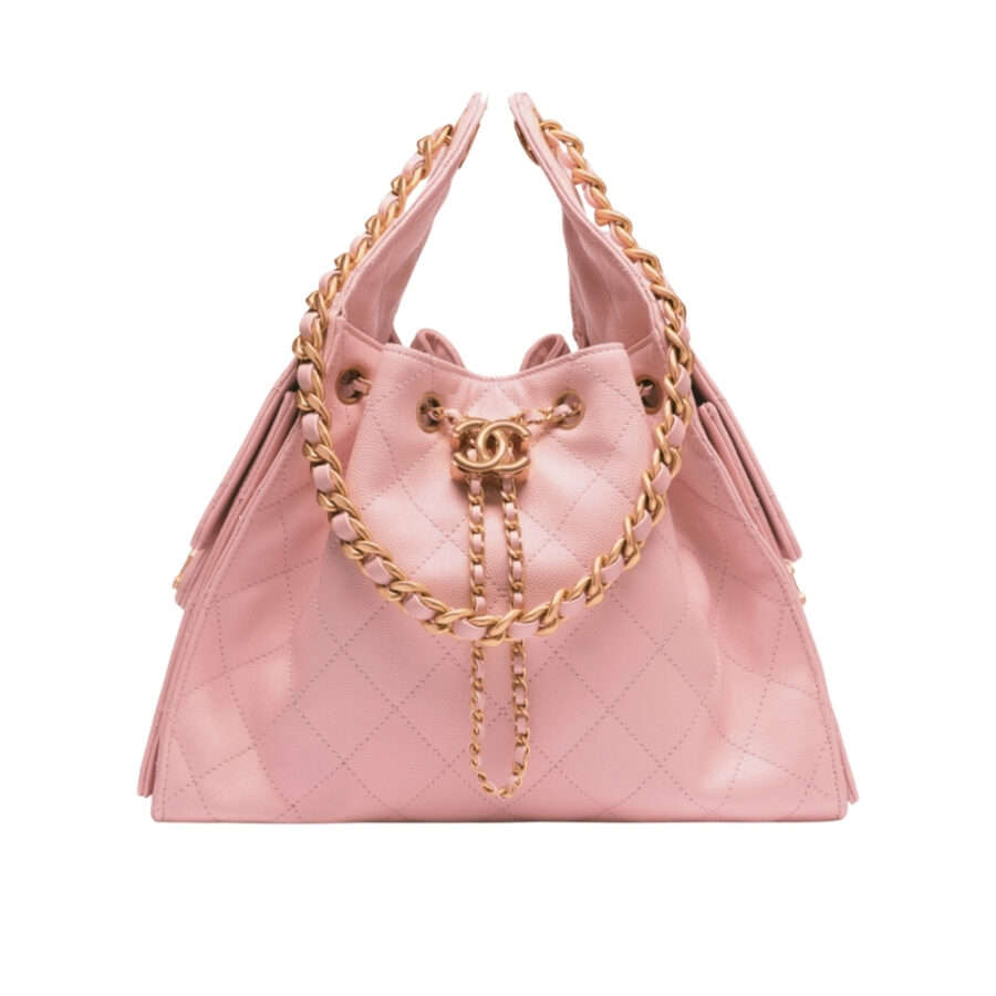 Chanel 25 Small Handbag Grained And Gold Tone Metal Light Pink 26cm AS5293 B20304 NAGEO