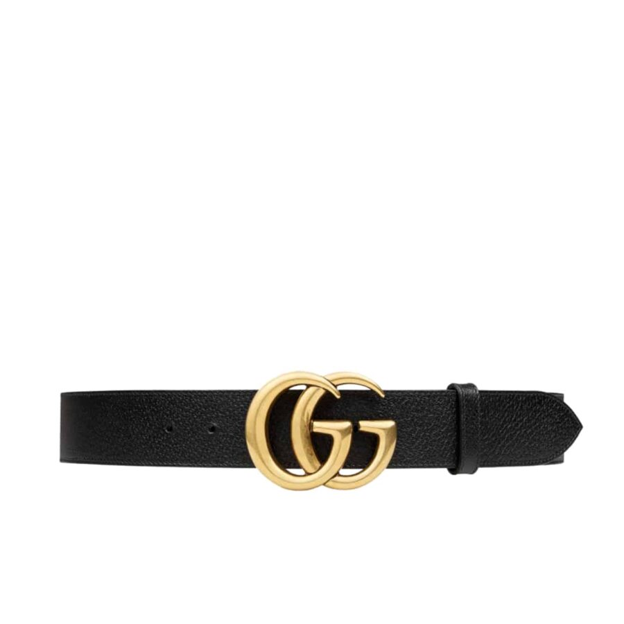 Gucci Gg Marmont Wide Belt Black Gold Logo 4Cm 406831 Dj20T 1000