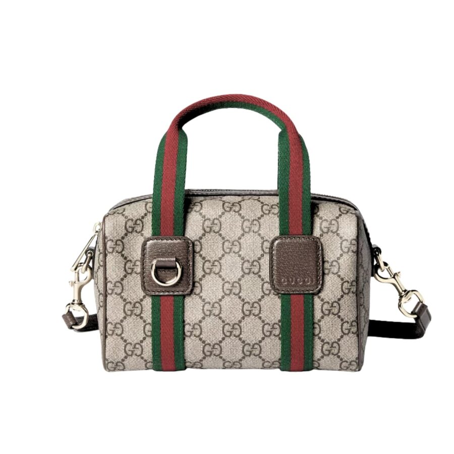 Gucci Mini Gg Duffle Bag Beige And Dark Brown 20cm 859975 Fachl 8844
