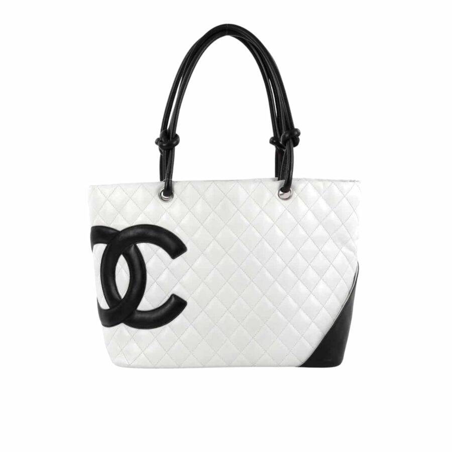 Chanel Cambon Line Large Tote Bag In White And Black 41Cm