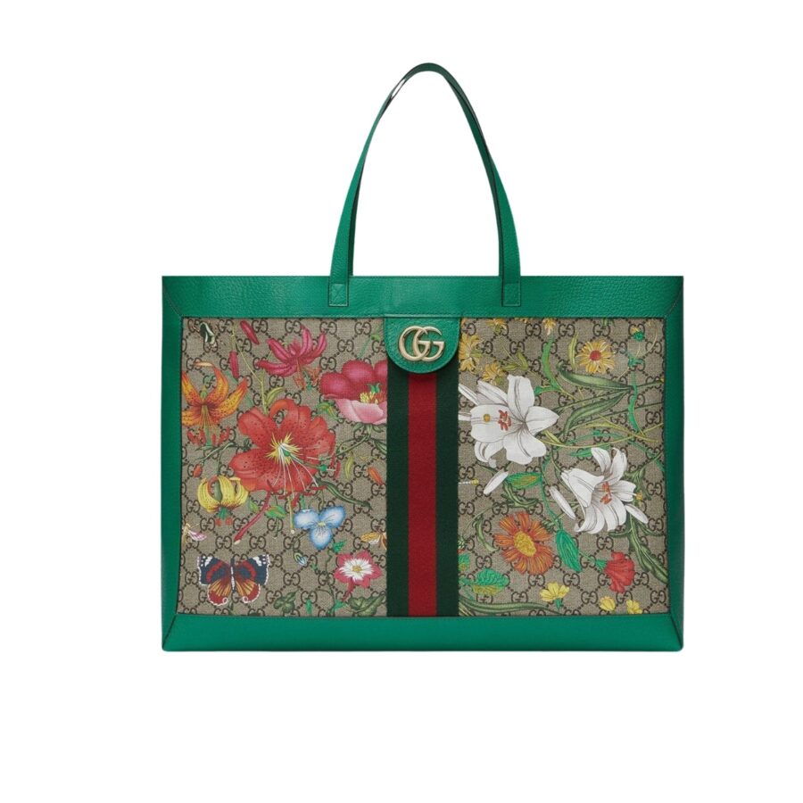 Gucci Ophidia Gg Flora Medium Tote Green 44Cm