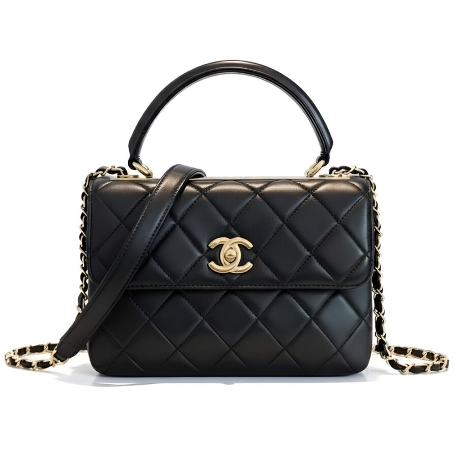 Chanel Flap Bag With Top Handle Bag With Gold Metal Black 25Cm A92236 Y60767 94305