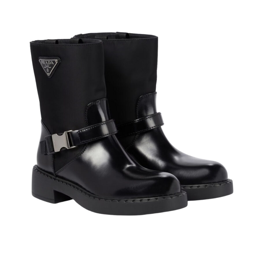 Prada Brushed Leather And Re Nylon Boots Black 1U682M 3Lf7 F0002 F B050