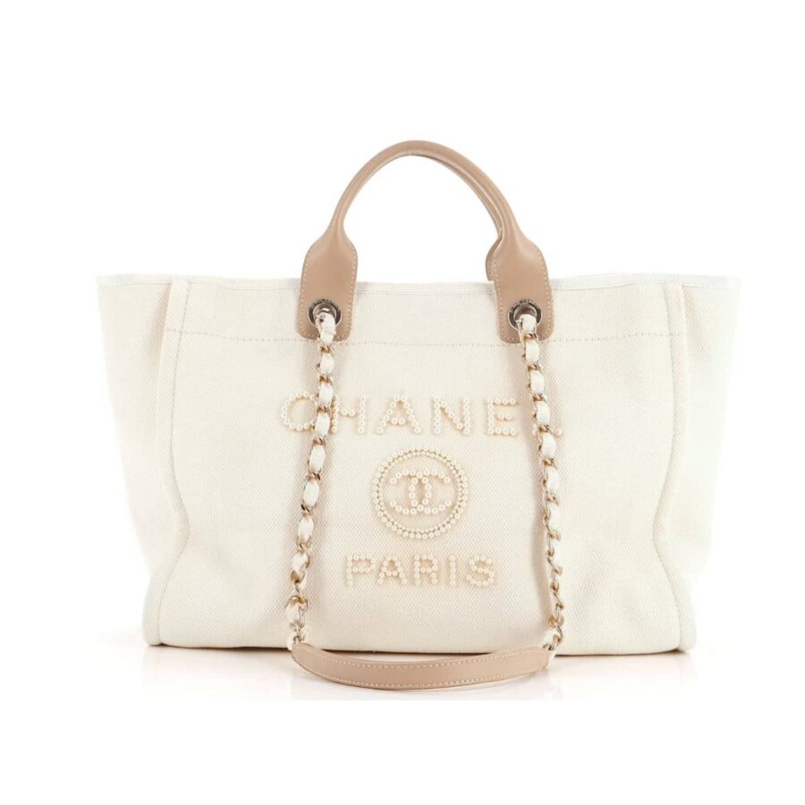 Chanel Cc Canvas Pearl Deauville Beige 38cm