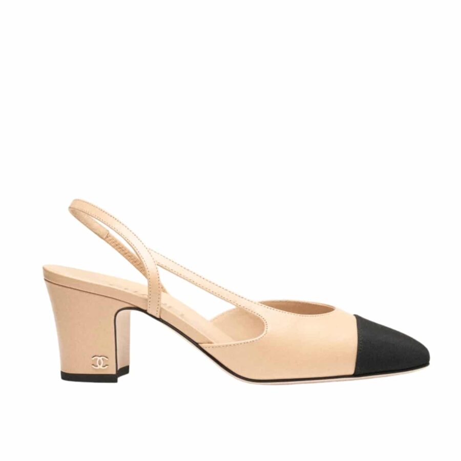 Chanel Slingbacks Grosgrain Beige & Black G31318 Y50006 C8378