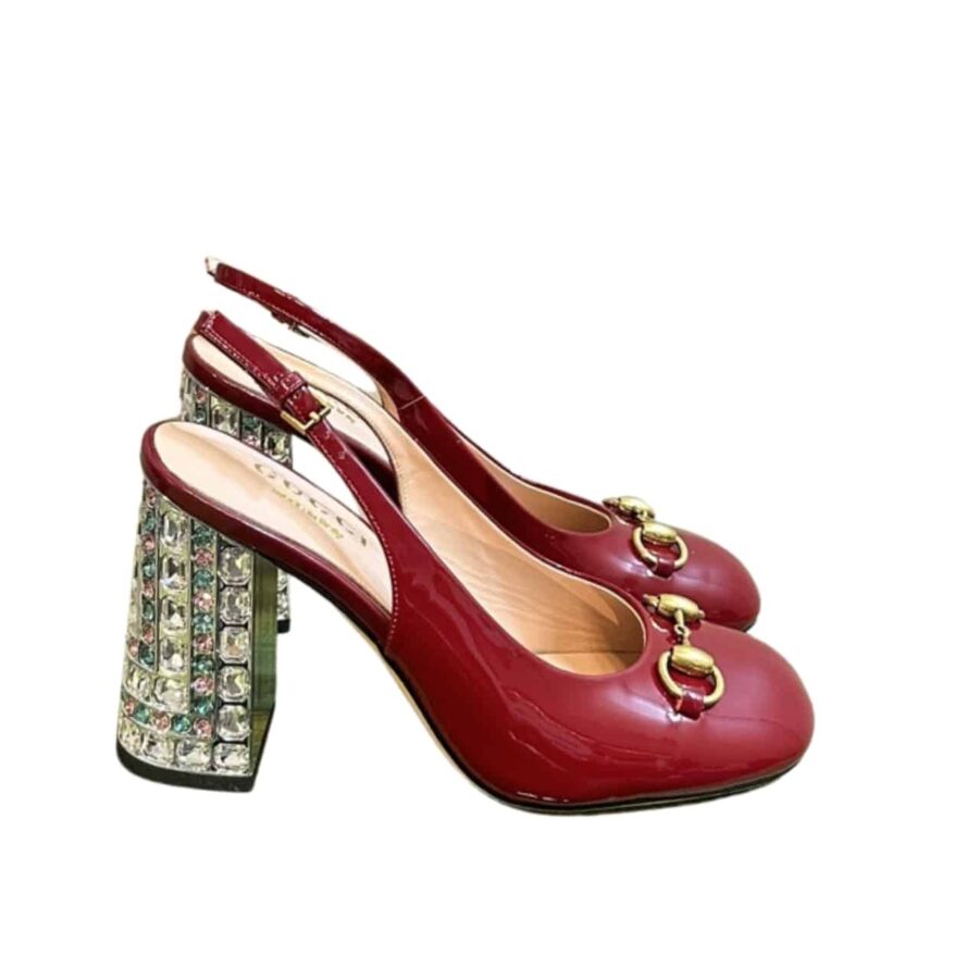 Gucci Women's Horsebit Pump With Crystals Red