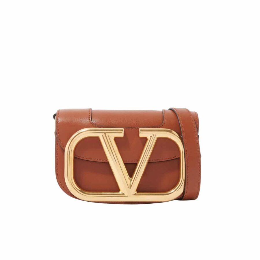 Valentino Garavani Supervee V Logo Small Bag Brown 18Cm