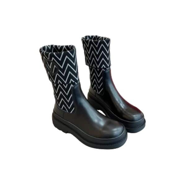 Valentino Garavani Combat Sock Shaped Boots Black