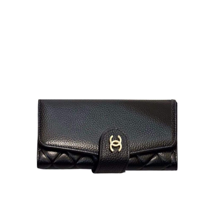 Chanel Classic Long Flap Wallet Black 19Cm