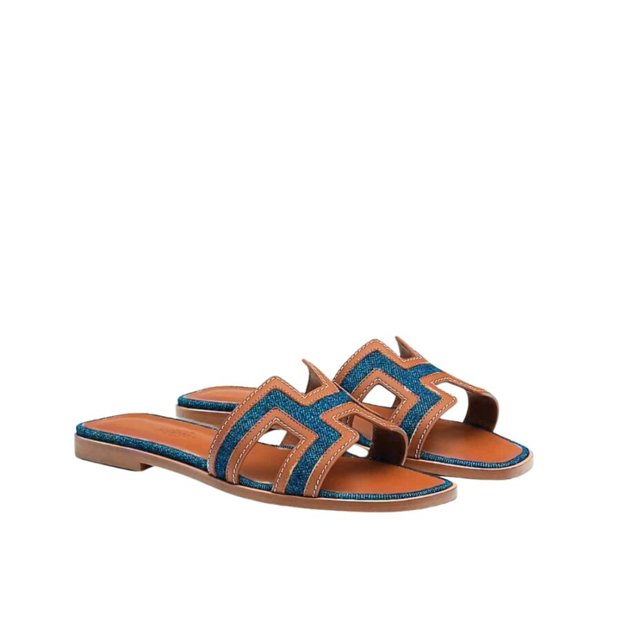 Hermes Oran Sandal Bleu Brut Gold H221105ZV48340