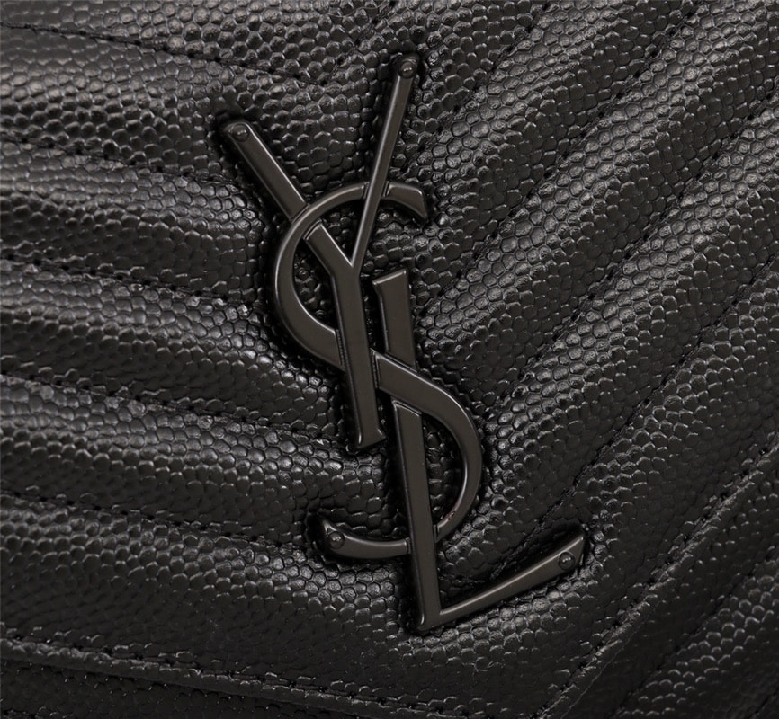 Saint Laurent Cassandre Matelassé Chain Wallet In Grain De Poudre Embossed Black Noir 22Cm 377828Bow081000 - Image 7
